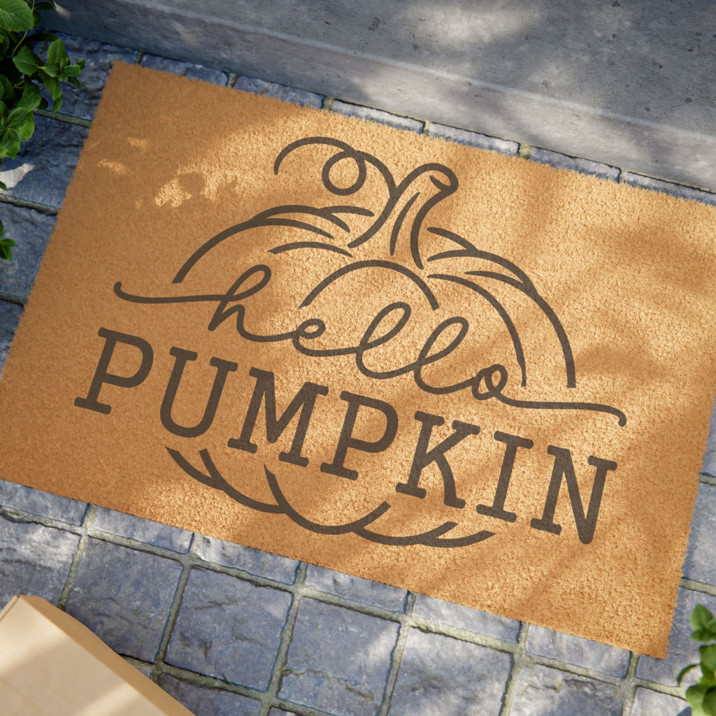 Hello Pumpkin Doormat — Fall Welcome Coir Mat