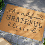 Doormat — Thankful Grateful Blessed Outdoor Coir Welcome Mat