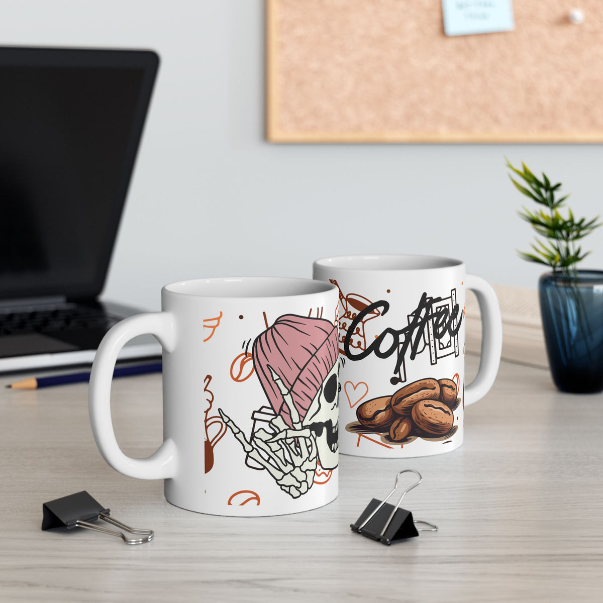 Coffee Skull Ceramic Mug — Gothic Coffee Lover 11oz/15oz