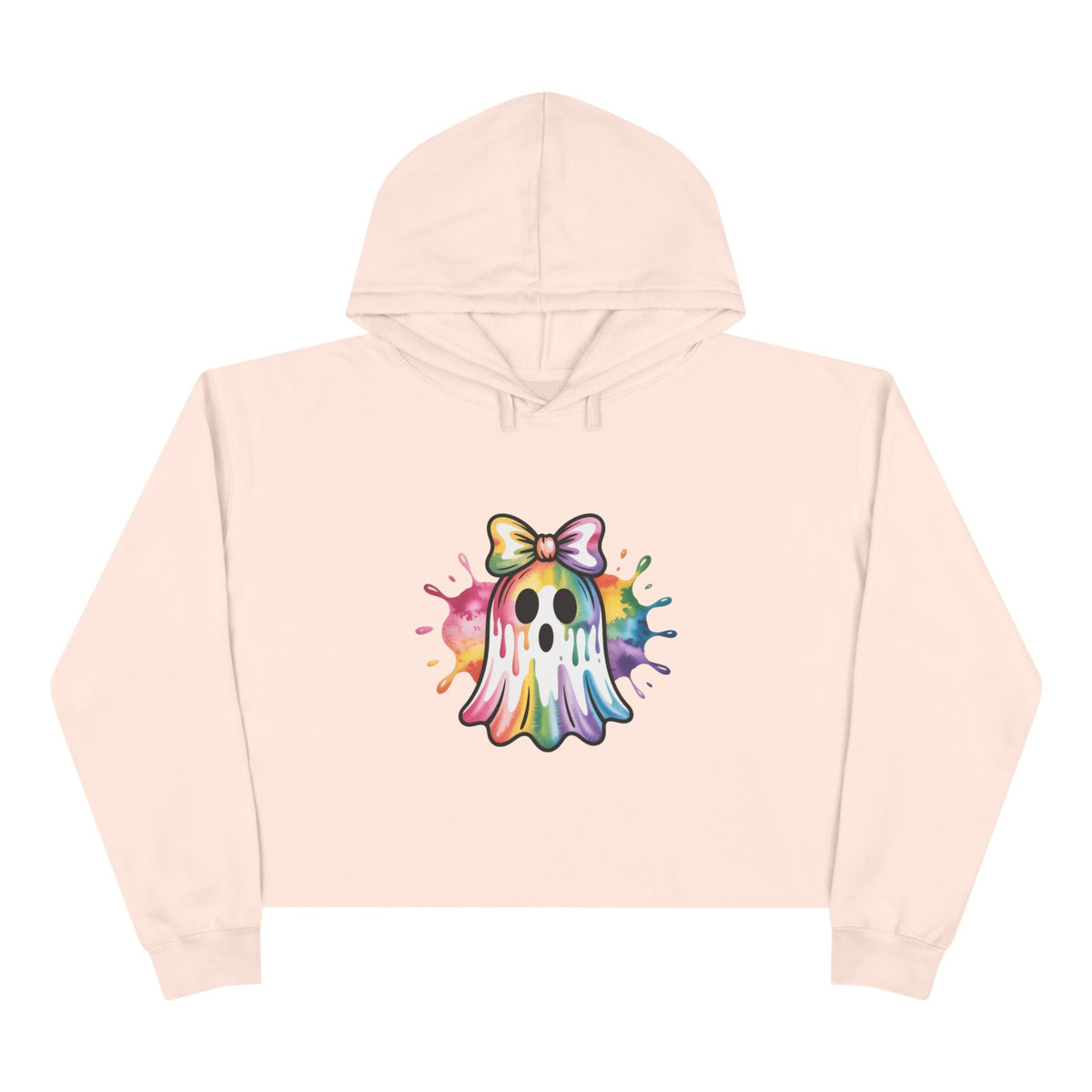 Watercolor Ghost Crop Hoodie