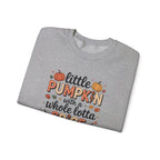 Crewneck Sweatshirt — "Little Pumpkin with a Whole Lotta Spice" Fall Graphic