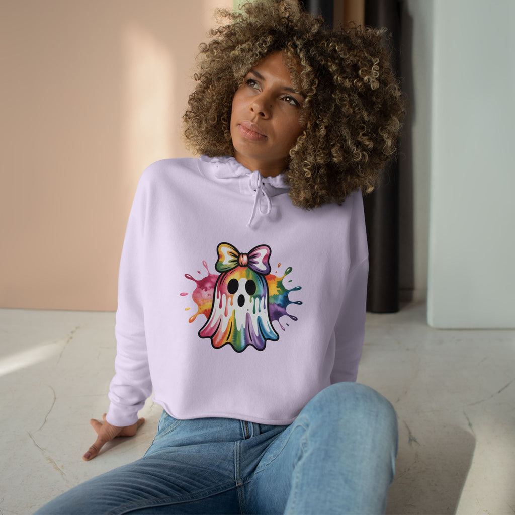 Watercolor Ghost Crop Hoodie