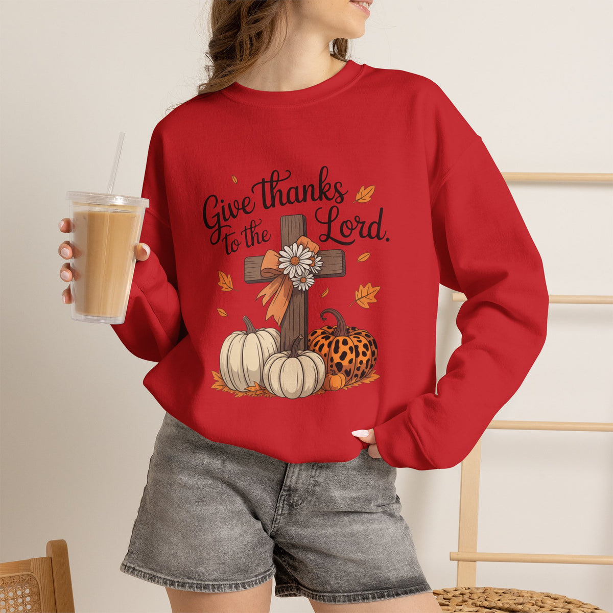 Give Thanks to the Lord Sweatshirt — Faith-Based Thanksgiving Crewneck