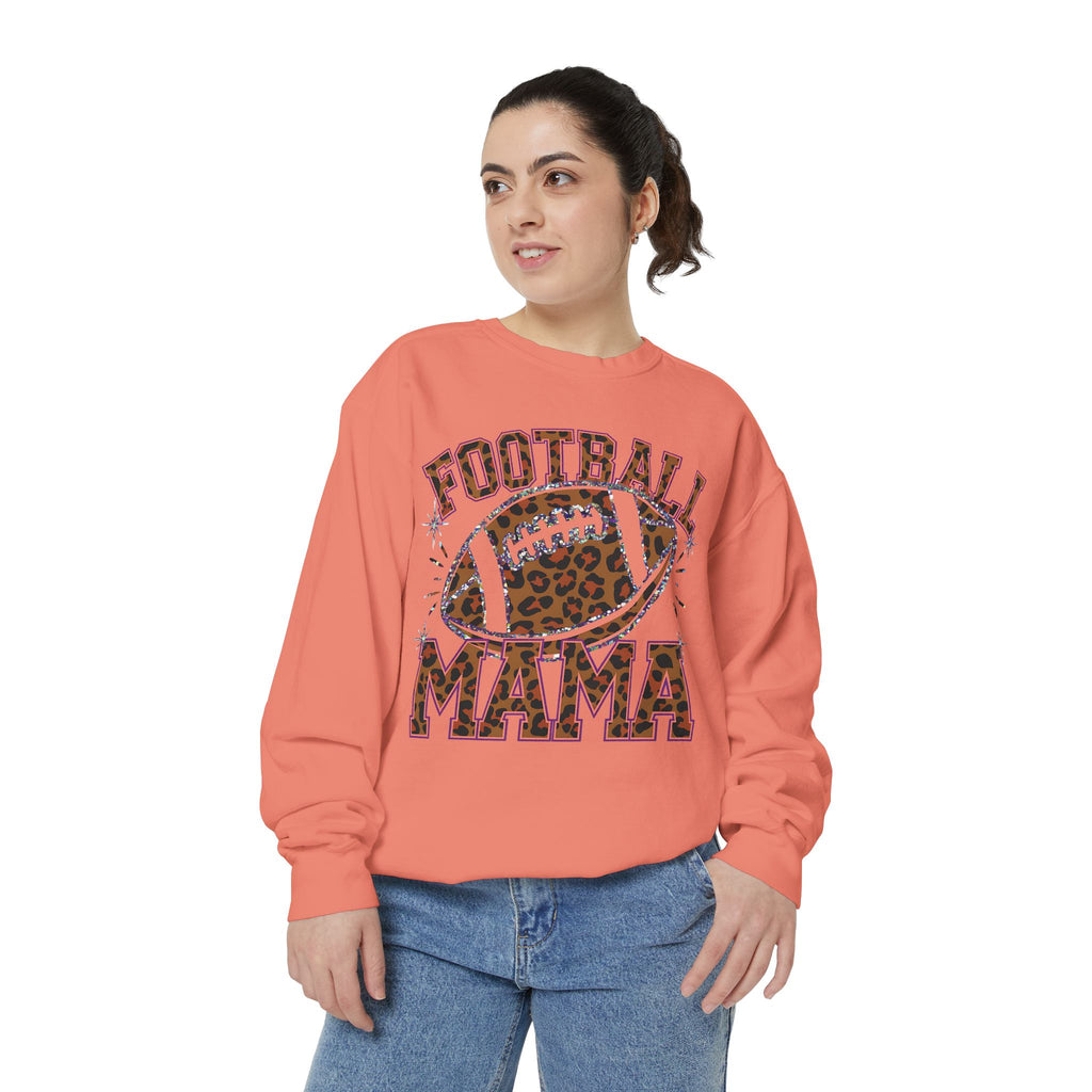Football Mama Sweatshirt — Leopard Print Football Graphic